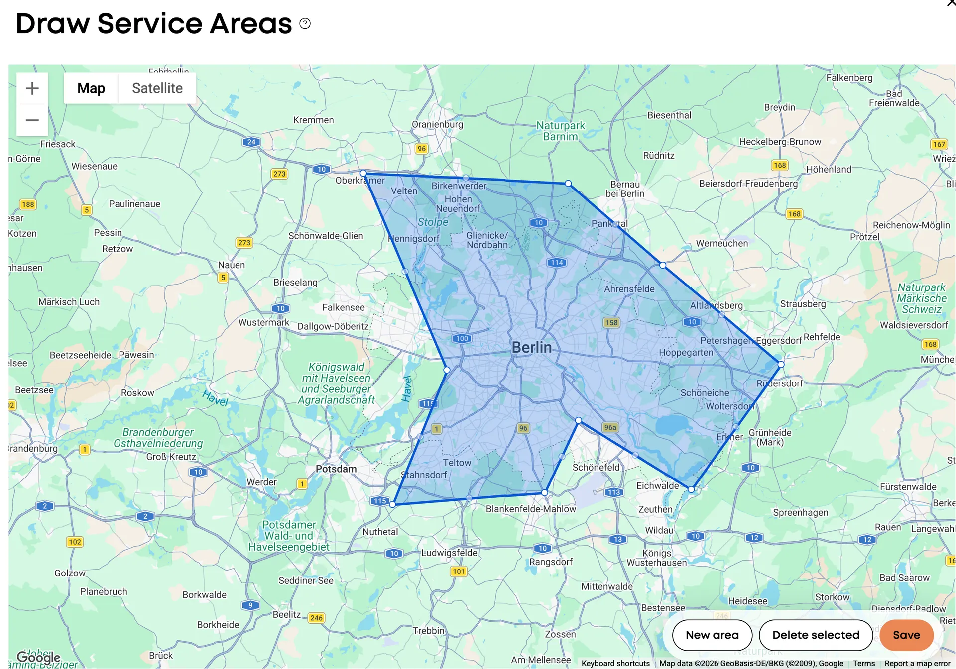 Draw Service Areas — pick exactly where you want leads on a map